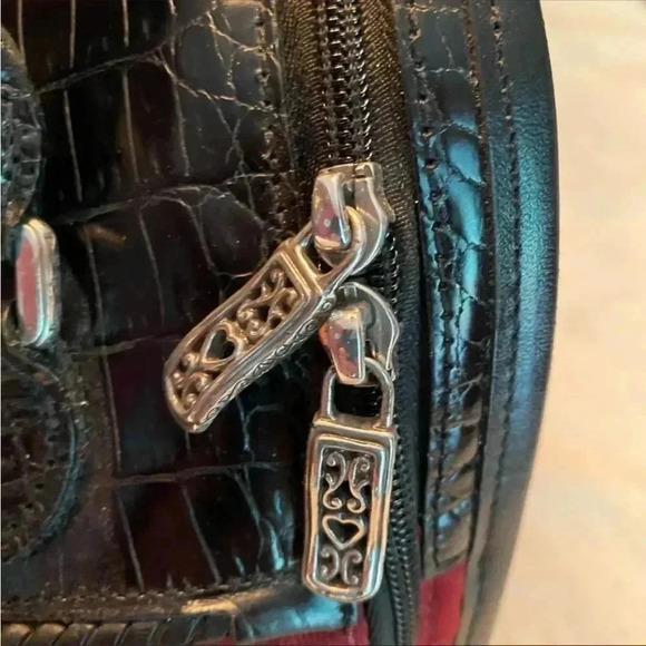 Rare Brighton Vintage Leather Croc Embossed Cosmetic/Travel Bag - Picture 7 of 11